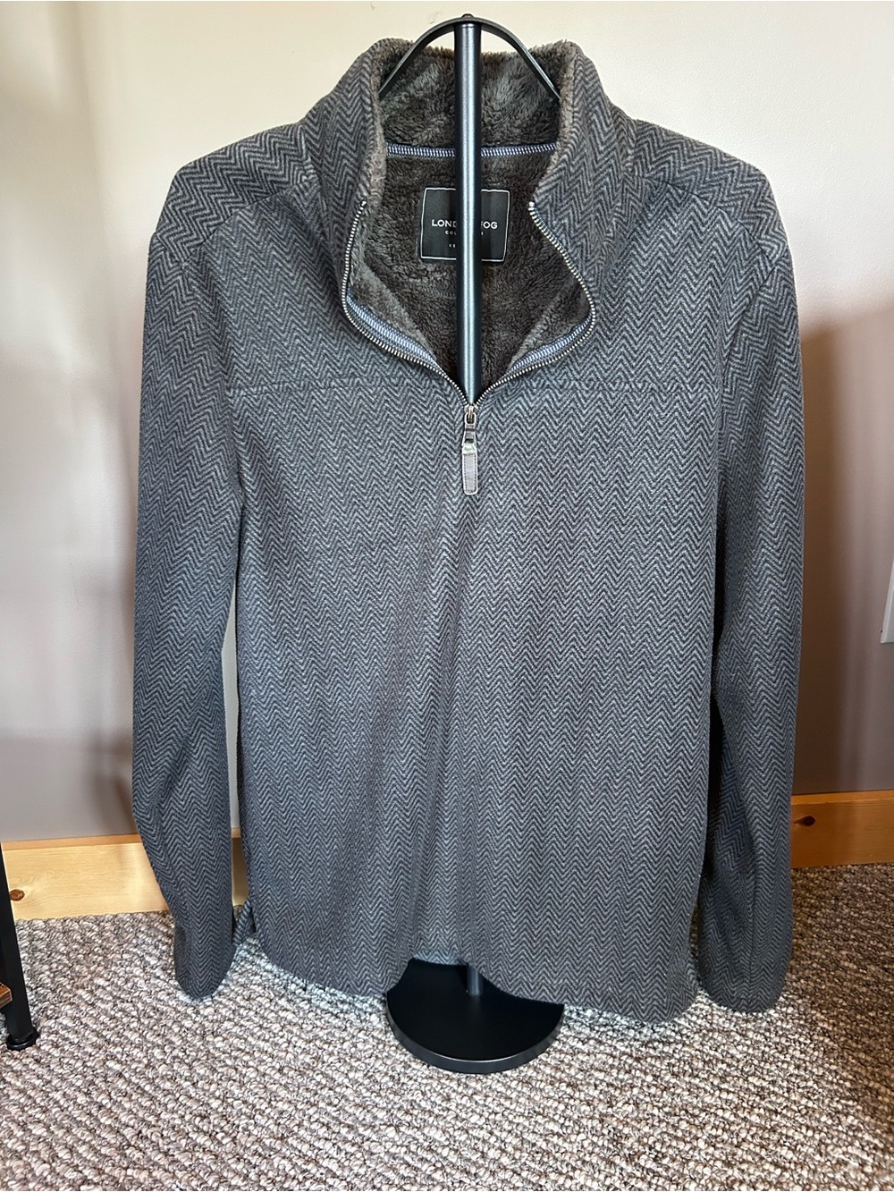 London Fog Plush Gray Faux-Fur Jacket
